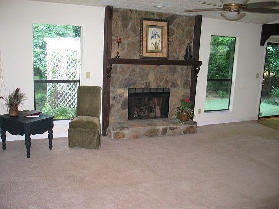 Family Room, Stone Fireplace