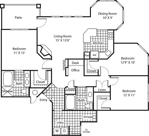 Floor plan Three Bed C-1 - Phase I