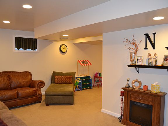 family room in basement