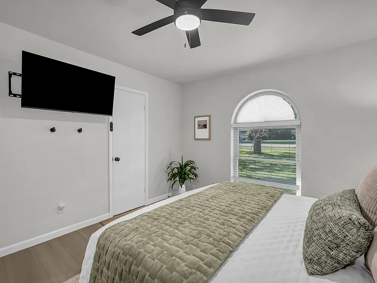 Smart TV's in each bedroom. Closets with hangers provided
