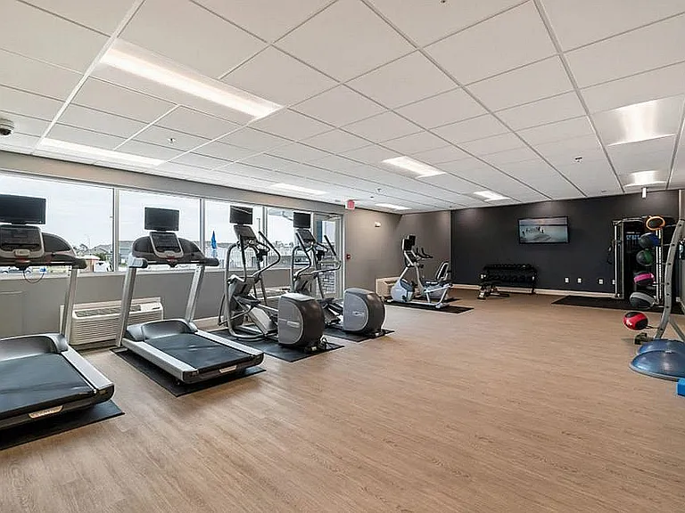 The fitness center is available to residents 24/7.