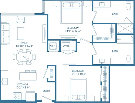 B10U | 2x2 | 1124 sq ft B10U | 2x2 | 1124 sq ft