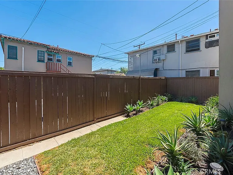 Fenced backyard.