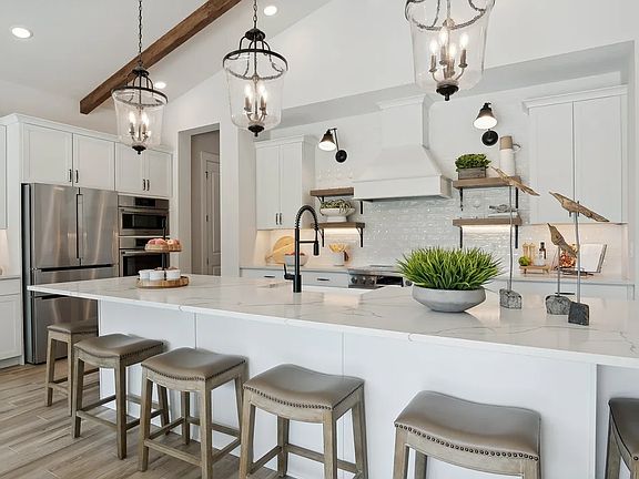 Kitchen with pendant lighting