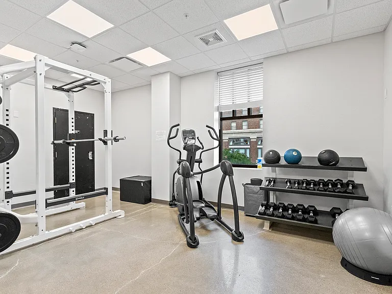 Small but mighty. Our fitness room has the essentials- free weights, cardio gear, and just enough mirrors for that post-squat selfie.