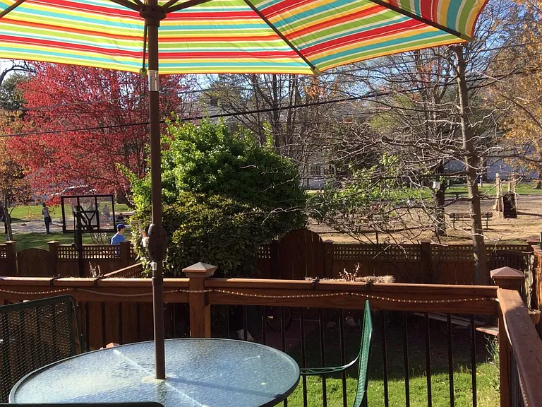 Back Deck overlooking Rodgers Forge Tot Lot park and playground.