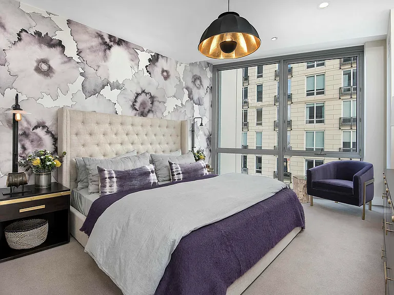 Bedroom with purple accents