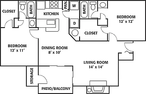 Floor plan 2 Bed 2 Bath Small