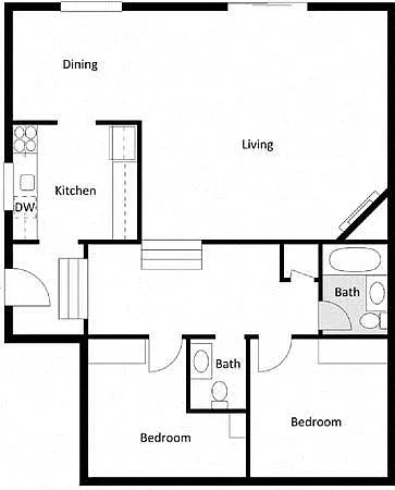 Floor plan 2 Bed 2 Bath