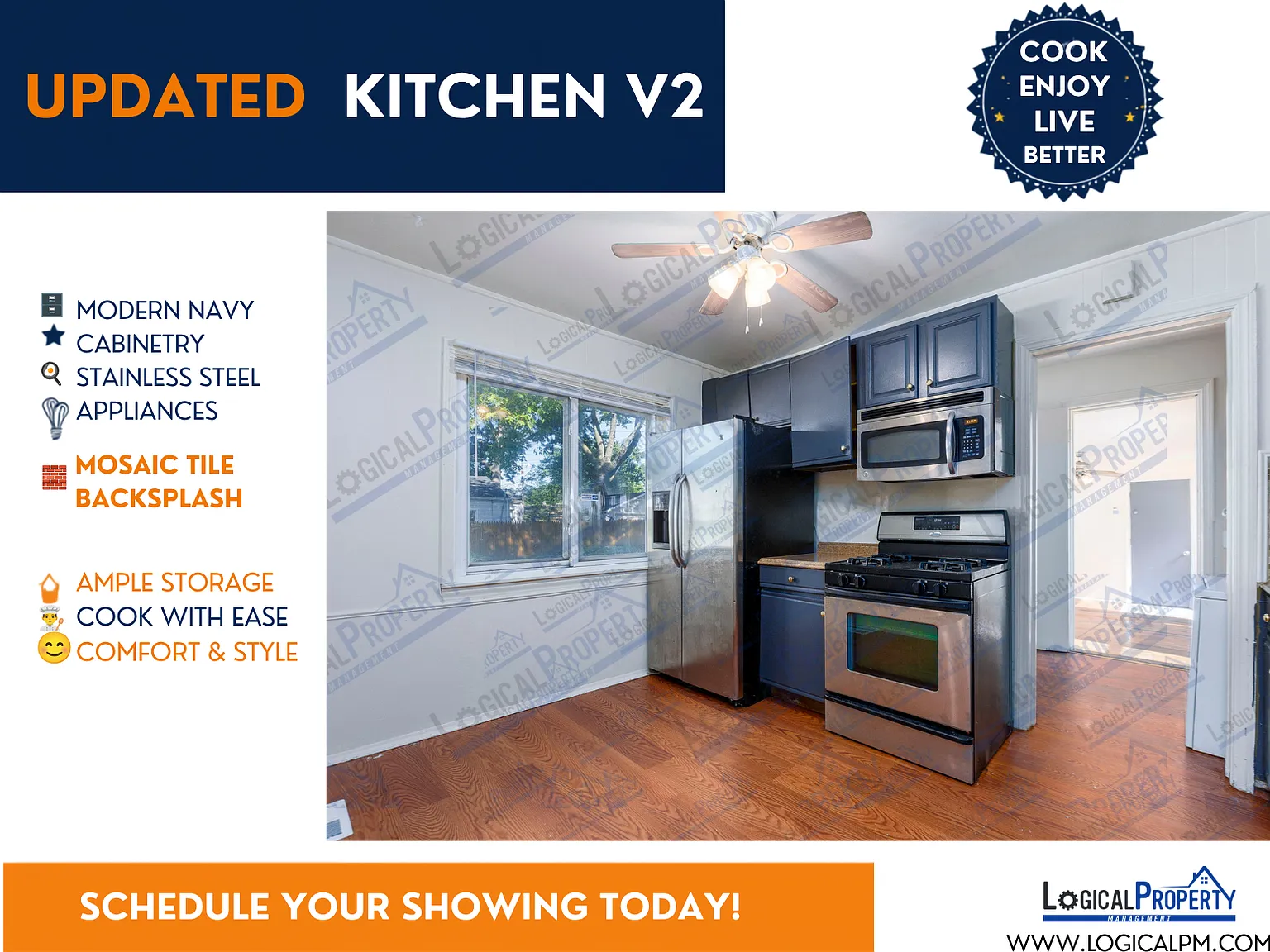 Updated 3B/1Ba | Custom Kitchen, 2.5-Car Garage & Private Deck — Photo 3