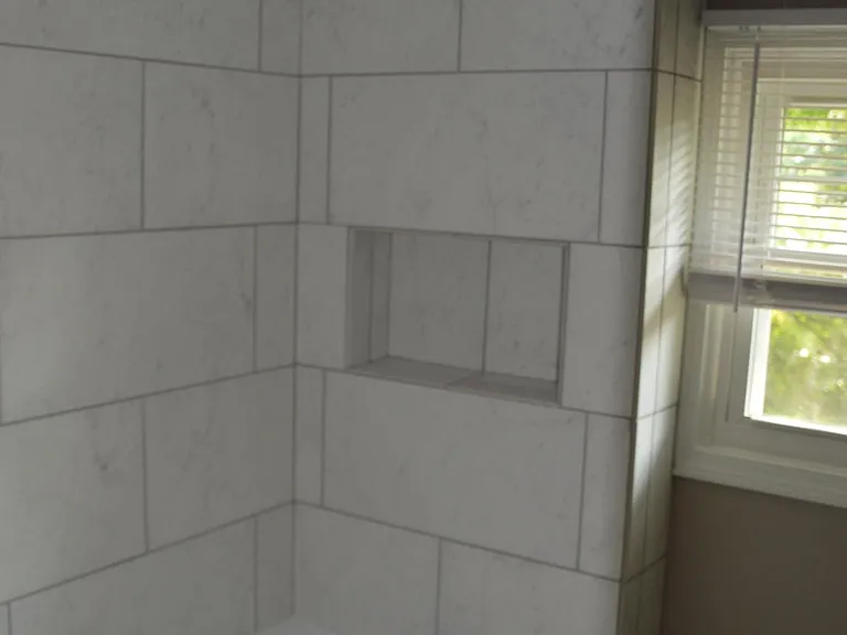Newly tiled bathroom