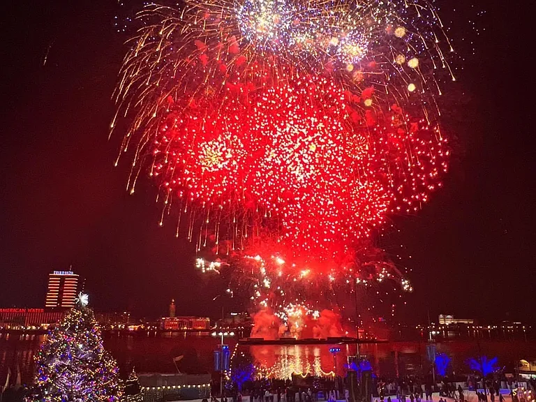 Fireworks on the River, one block away