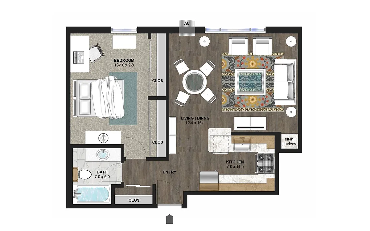 Floor plan 1 Bedroom B
