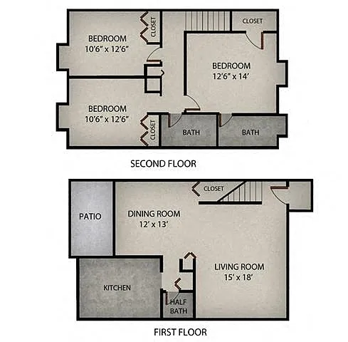 Floor plan 3 Bedroom Townhome |1534 SF.