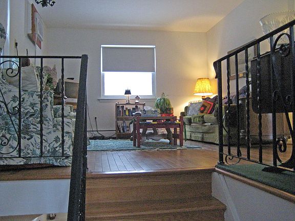 Front entry, with steps going up to living room