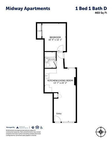 Floor plan 1 Bed 1 Bath D