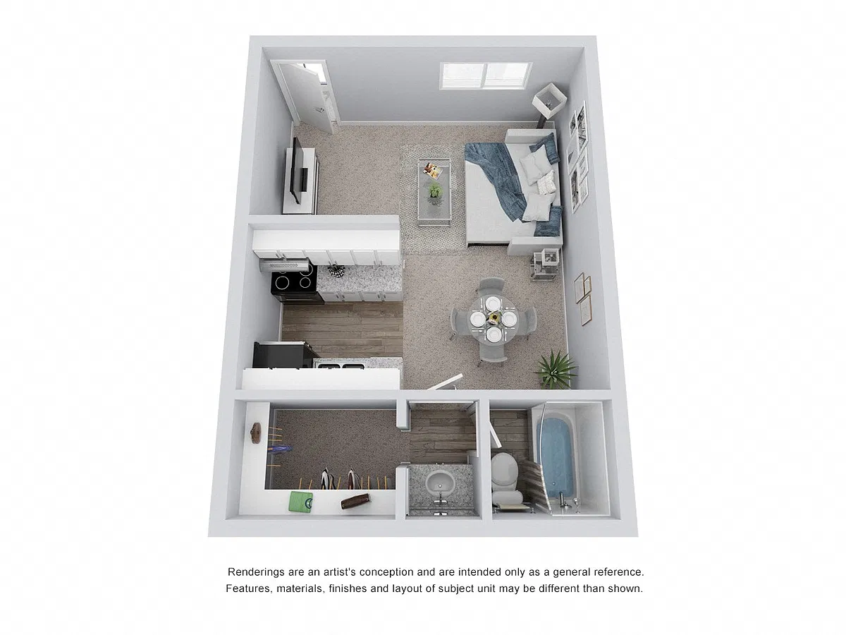 Floor plan S1: 0 Bed 1 Bath