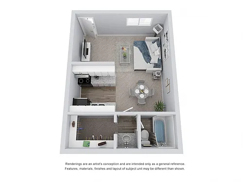 Floor plan S1: 0 Bed 1 Bath