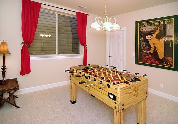 Game room in basement
