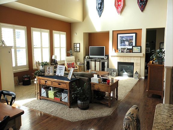 Living room with gas fireplace. Office is down the hall to the left.