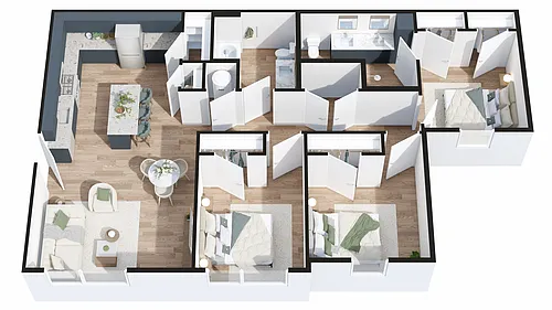 Floor plan 3 Bedroom - Market