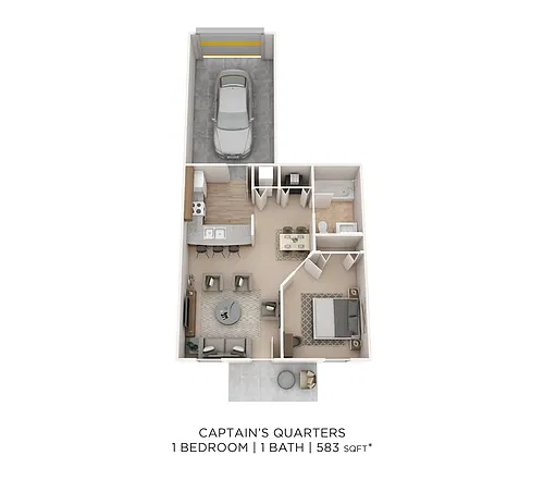 Floor plan One Bedroom - 583 sqft