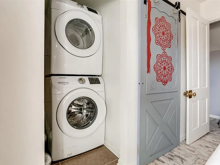 Washer Dryer on second floor of
unit.