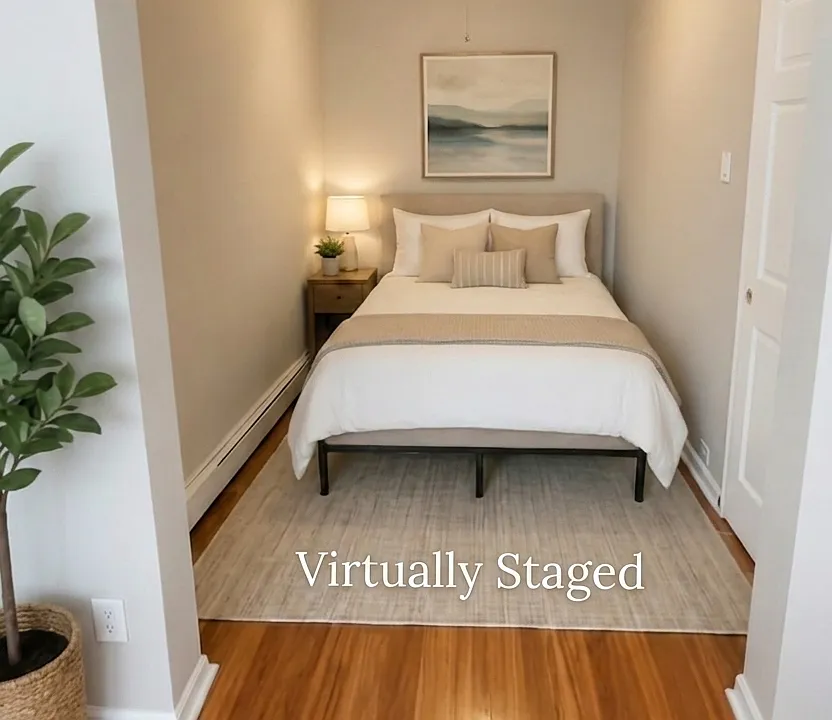 Back small bedroom (Digitally enhanced, furniture not included)