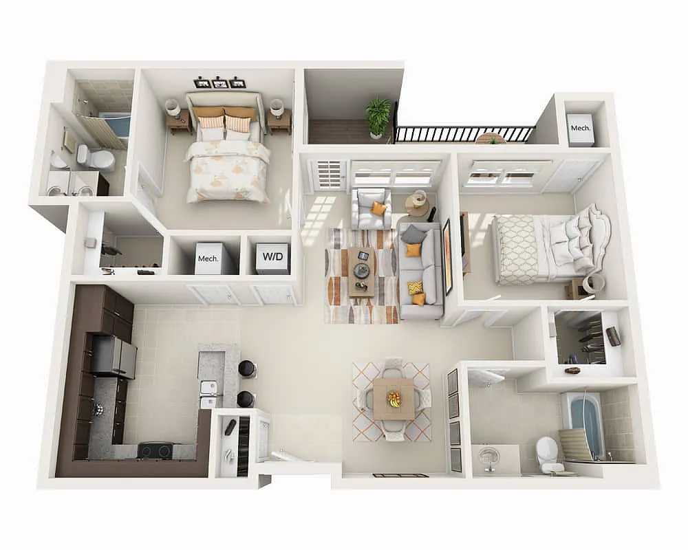 Floor plan Two Bedroom B2A