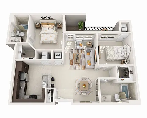 Floor plan Two Bedroom B2A