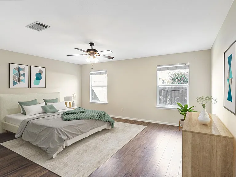 Bedroom 1. This image shows a virtually furnished space. Bedrooms come unfurnished.