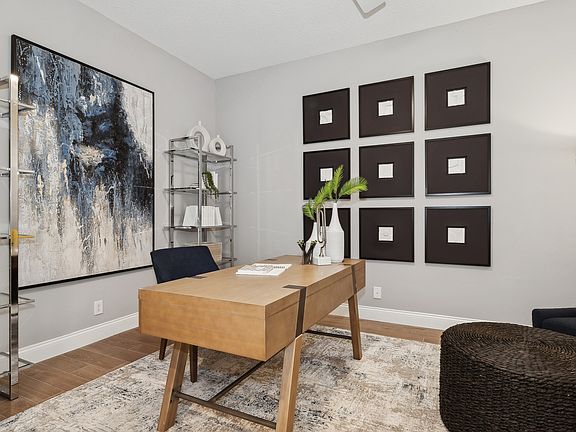 Private home office with trim detailing
