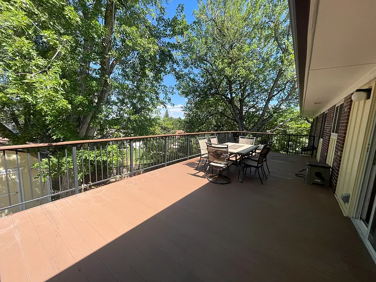 Deck with shade trees for morning early afternoon shade