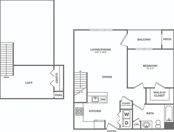 One Bedroom One Bath w/Loft (898 SF) One Bedroom One Bath w/Loft (898 SF)