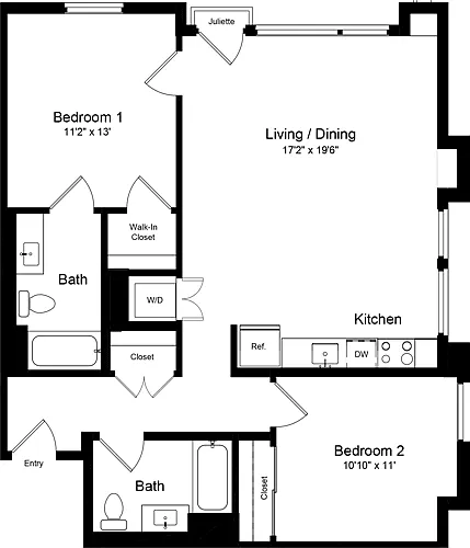 Floor plan 2 Bedroom FJ