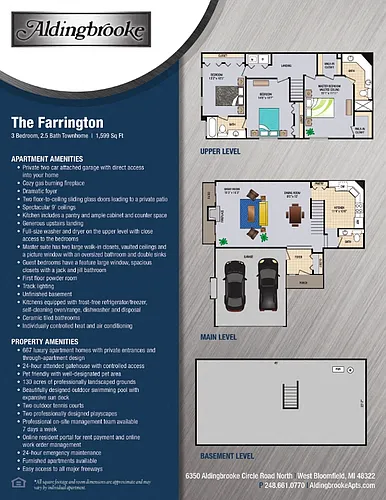 Floor plan Farrington - includes a 2 car attached garage