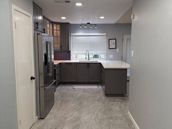 Facing the kitchen from the dining nook