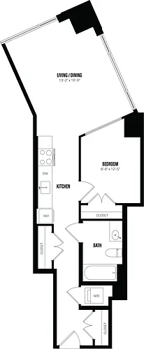 Floor plan Junior 1 Bed/1 Bath-B5