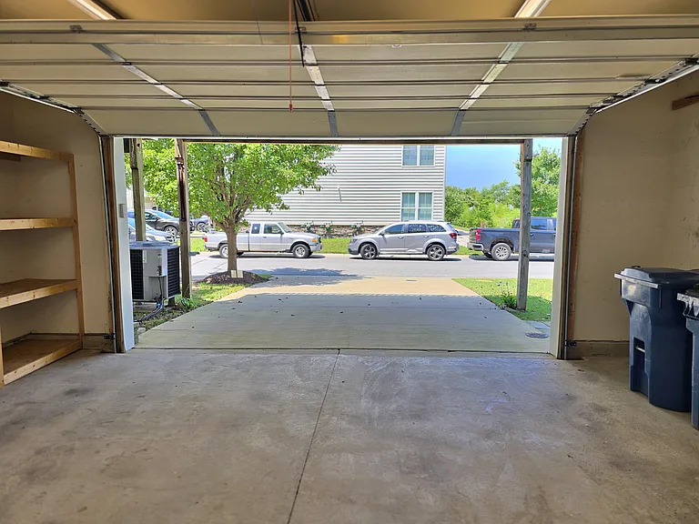 2 car garage inside looking out.