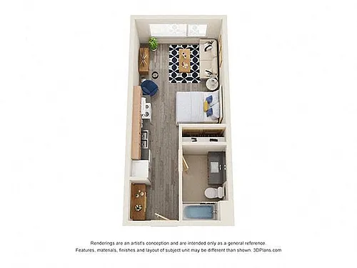 Floor plan Studio 60 Percent AMI