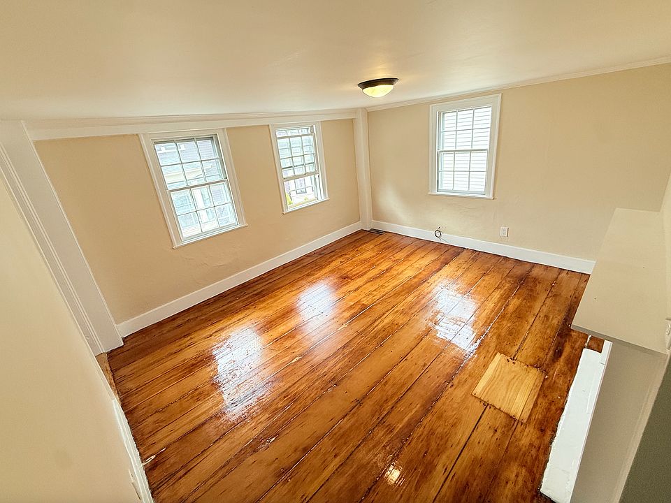 Original 1740 wood floor in living room.