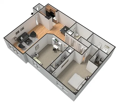 Floor plan 2 Bed 2 Bath Renovated