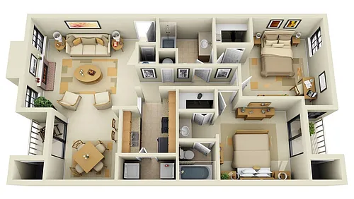Floor plan Eaton - 2x2