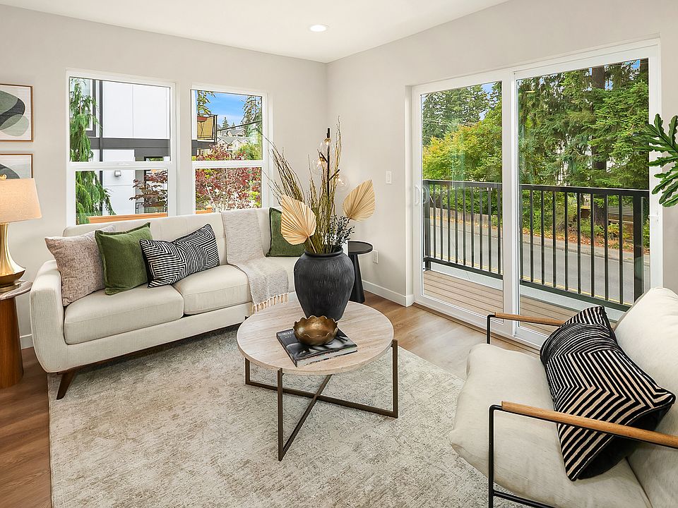 Comfortable living room with deck off the 2nd floor