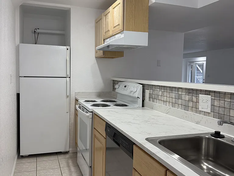 kitchen with stove/oven, refrigerator, dishwasher