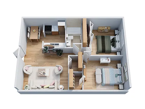 Floor plan 2 Bed | 1 Bath