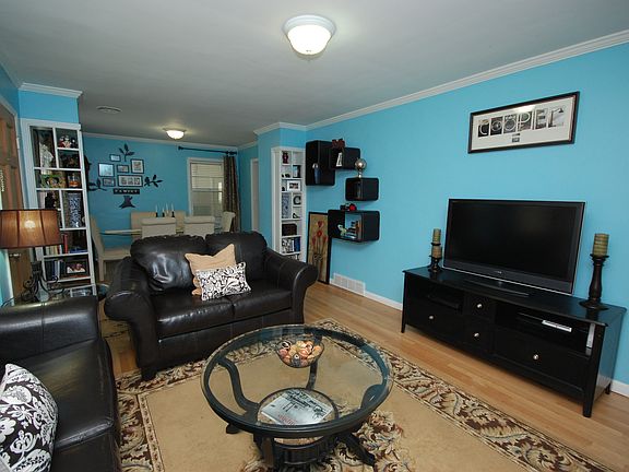 The living room also has plenty of space for built-ins.