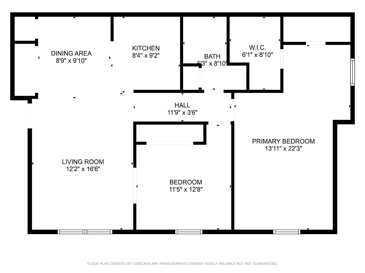 Floor plan 2 Bedroom 1.25 Bath