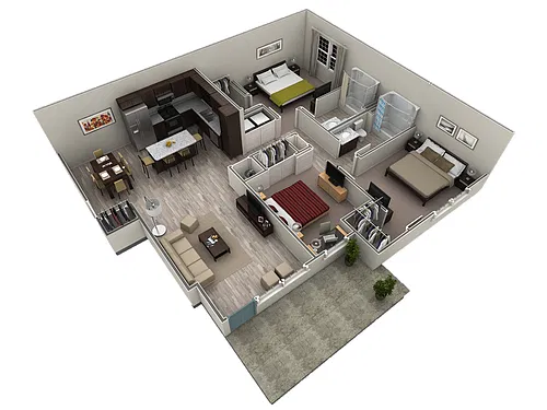 Floor plan 3 BR Grand Courtyard