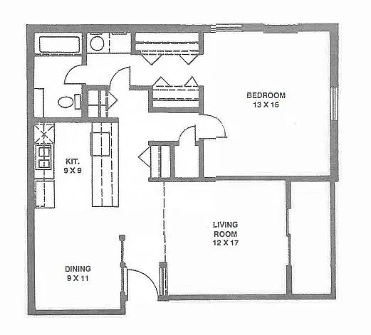 Floor plan 1 Bedroom, 1 Bathroom